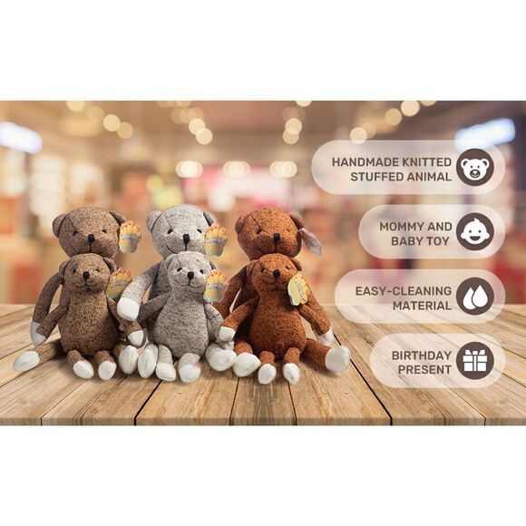 15” And 12” Stuffed Animal Bears for Babies, Kids, Grey Bear 2pcs - Picture 6 of 6